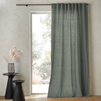 Штора Из осветленного льна со шторной лентой Private 140 x 180 см зеленый AM.PM  фото, kupilegko.ru